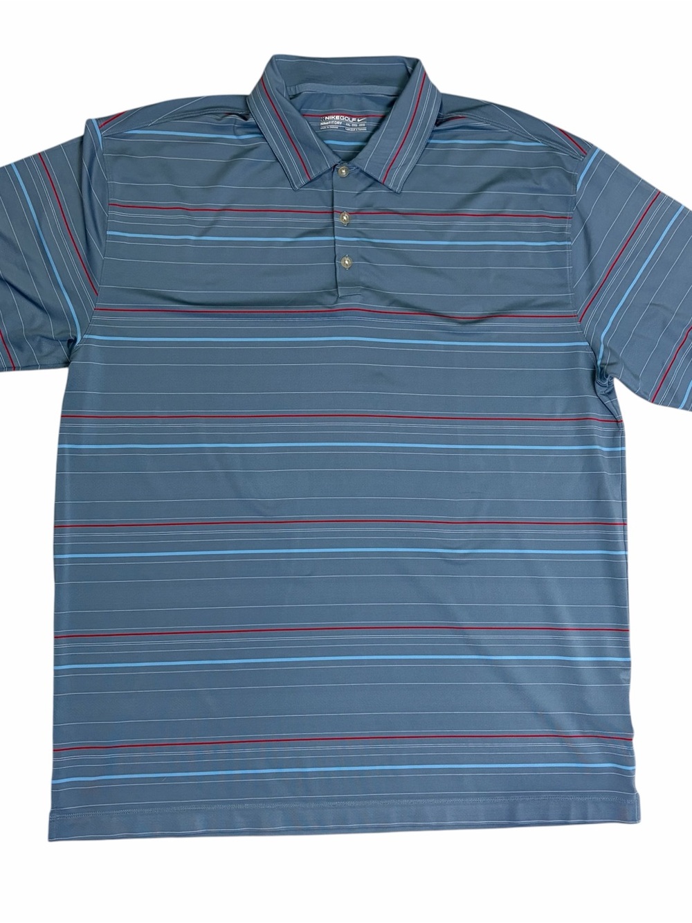 Nike Fit Dry Golf Polo Short Sleeve Striped Swoosh Shirt